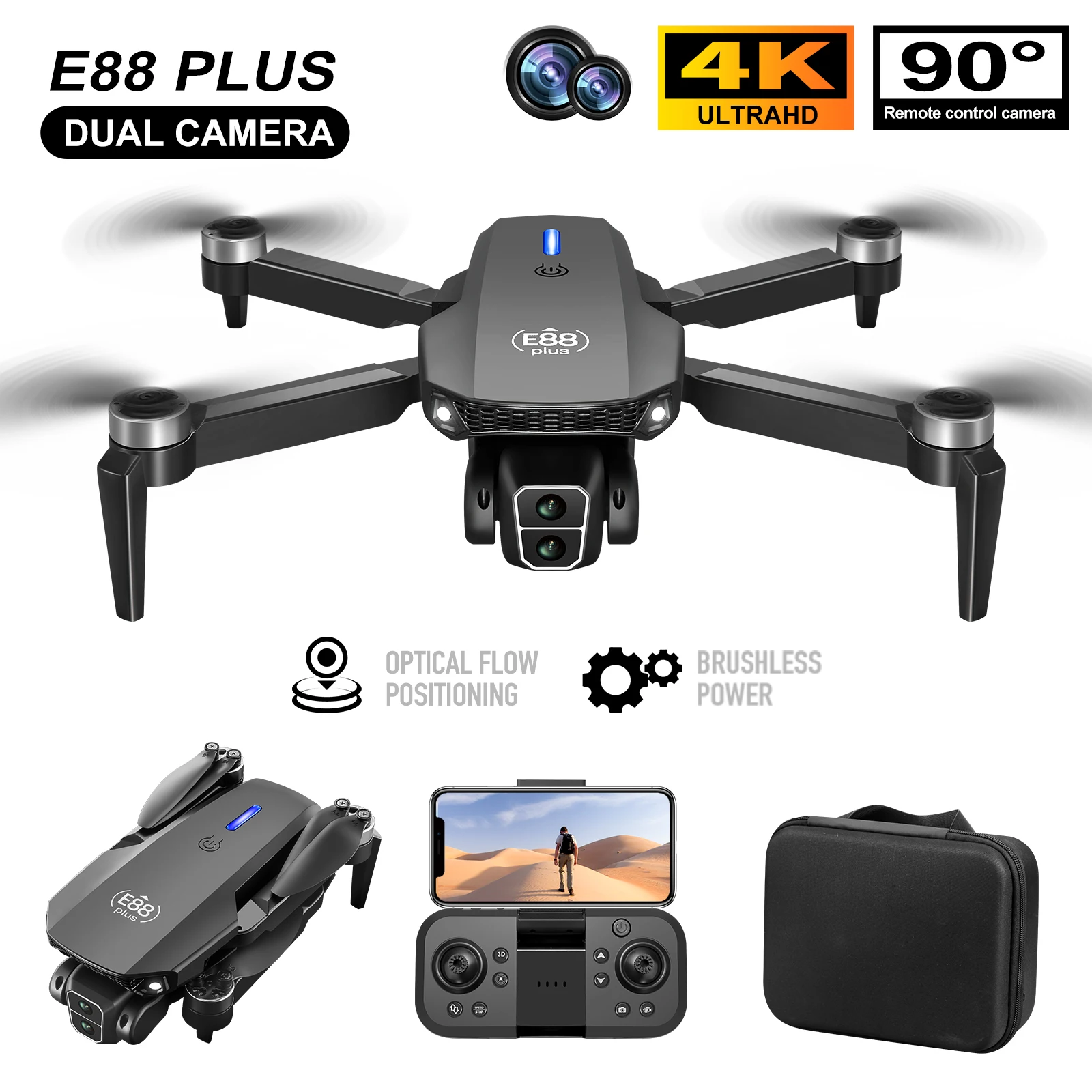 New E88 Plus Quadcopter Drone: - đánh giá và giá Drone Camera 4K